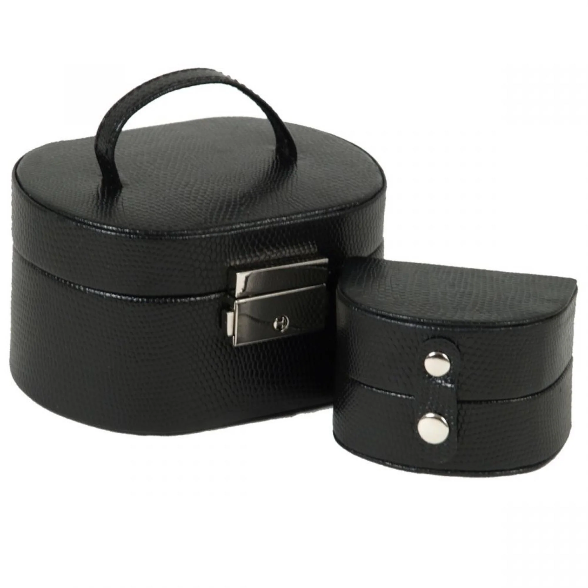 WOLF Heritage Mini Oval Box Black Leather 281402 - Image 8