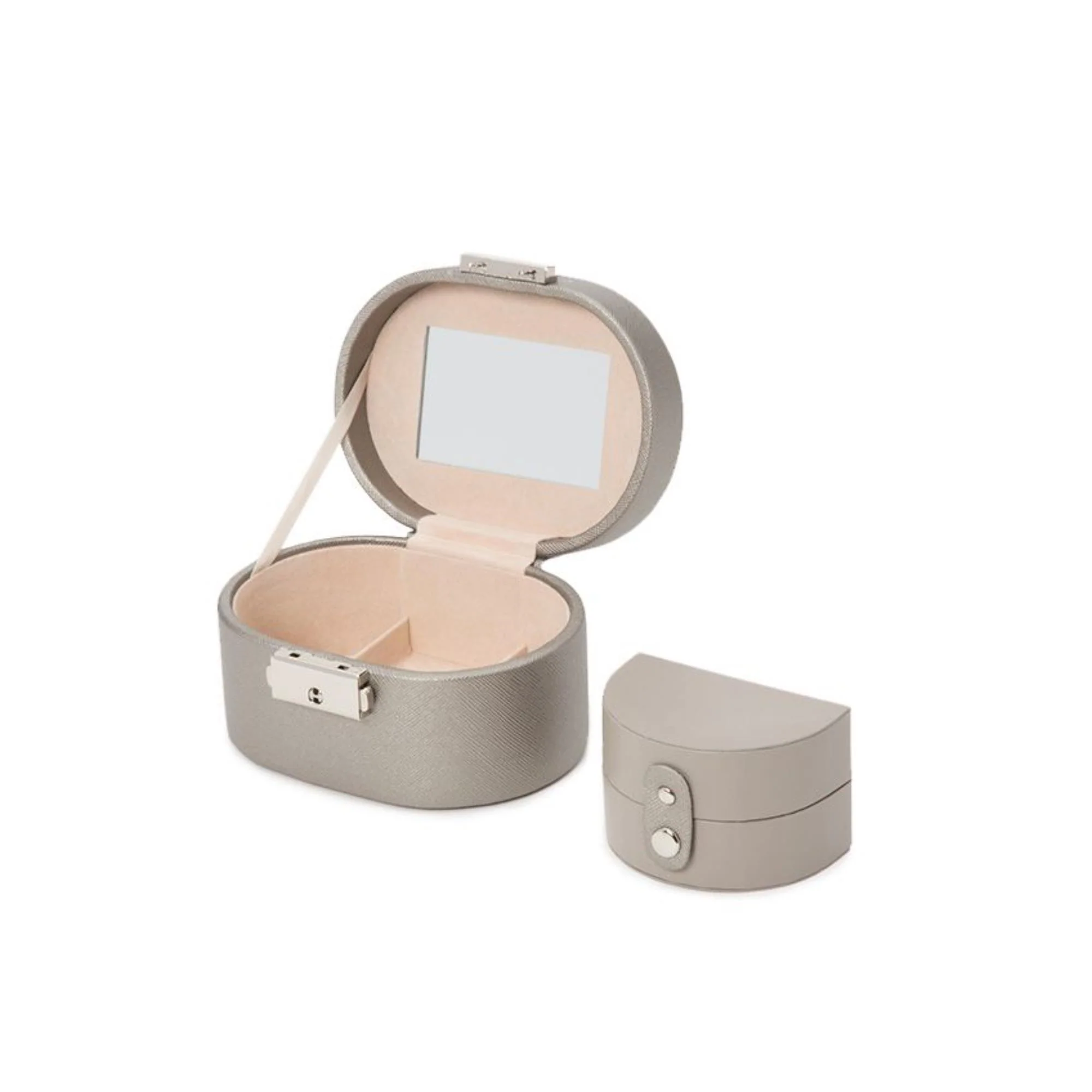WOLF Heritage Mini Oval Box Tan Leather 281434 - Image 4