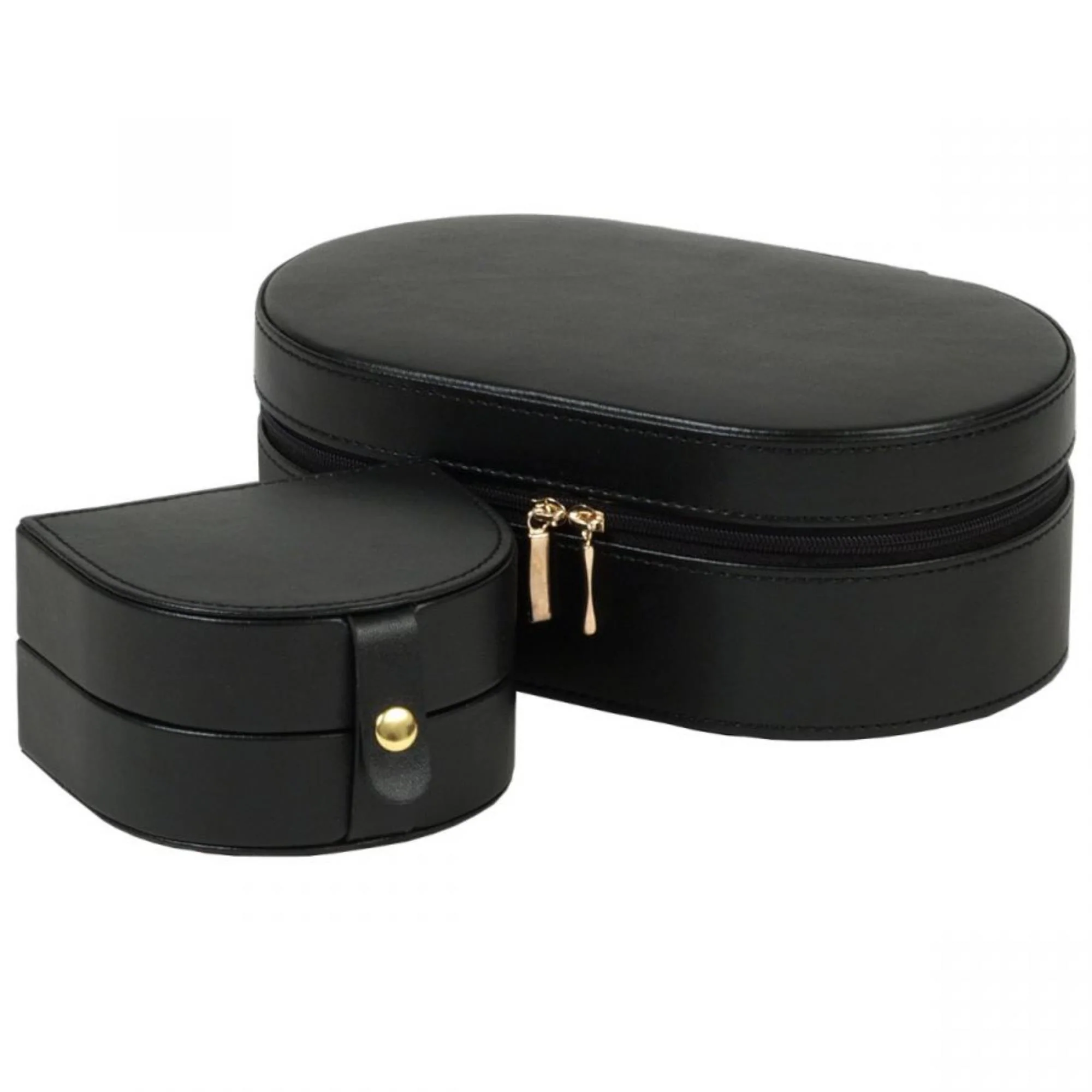 WOLF Heritage Oval Zip Case Black Leather 280602 - Image 3