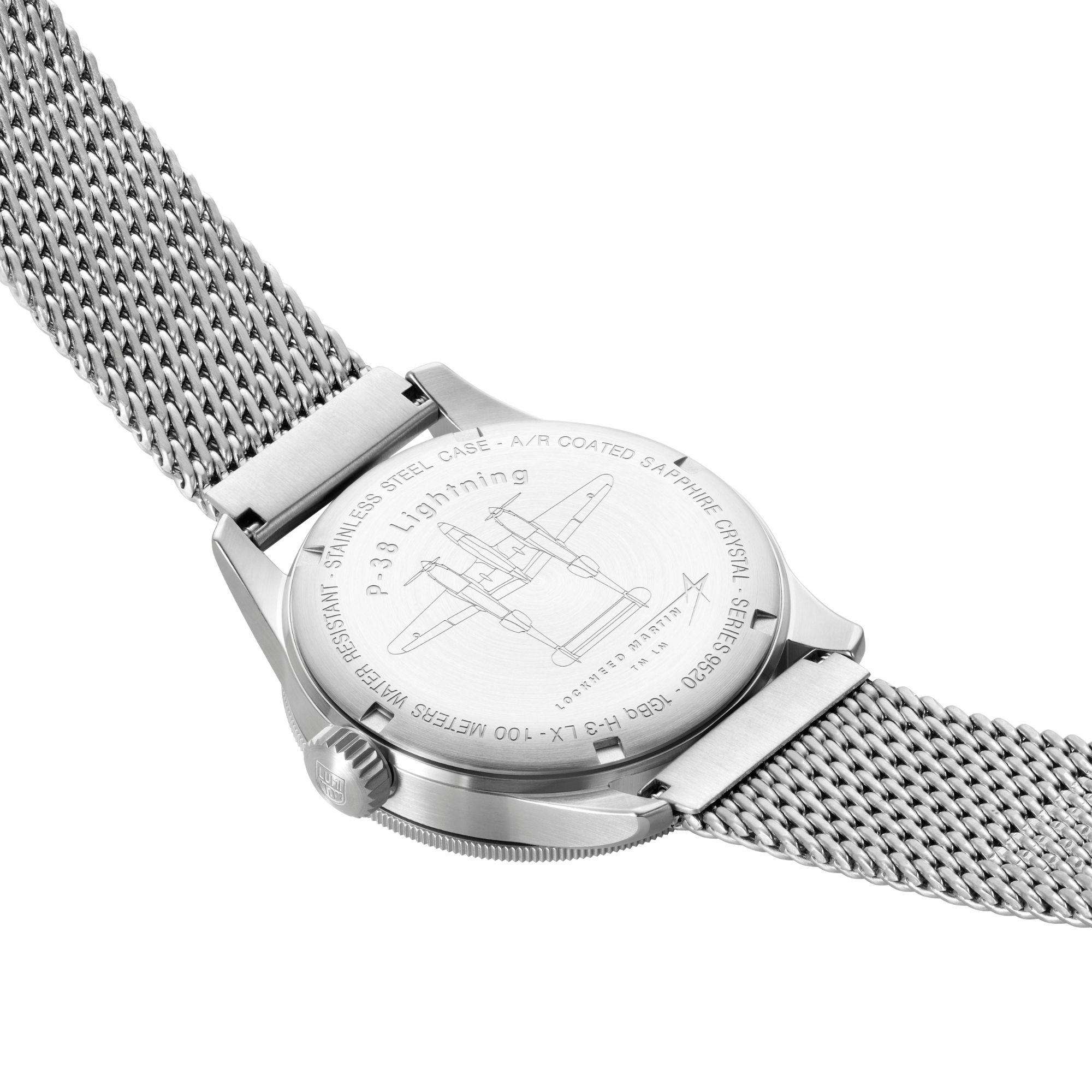 Luminox P-38 Lightening Collection Black Dial Milanese Bracelet Men's Watch XA.9522 - Image 4