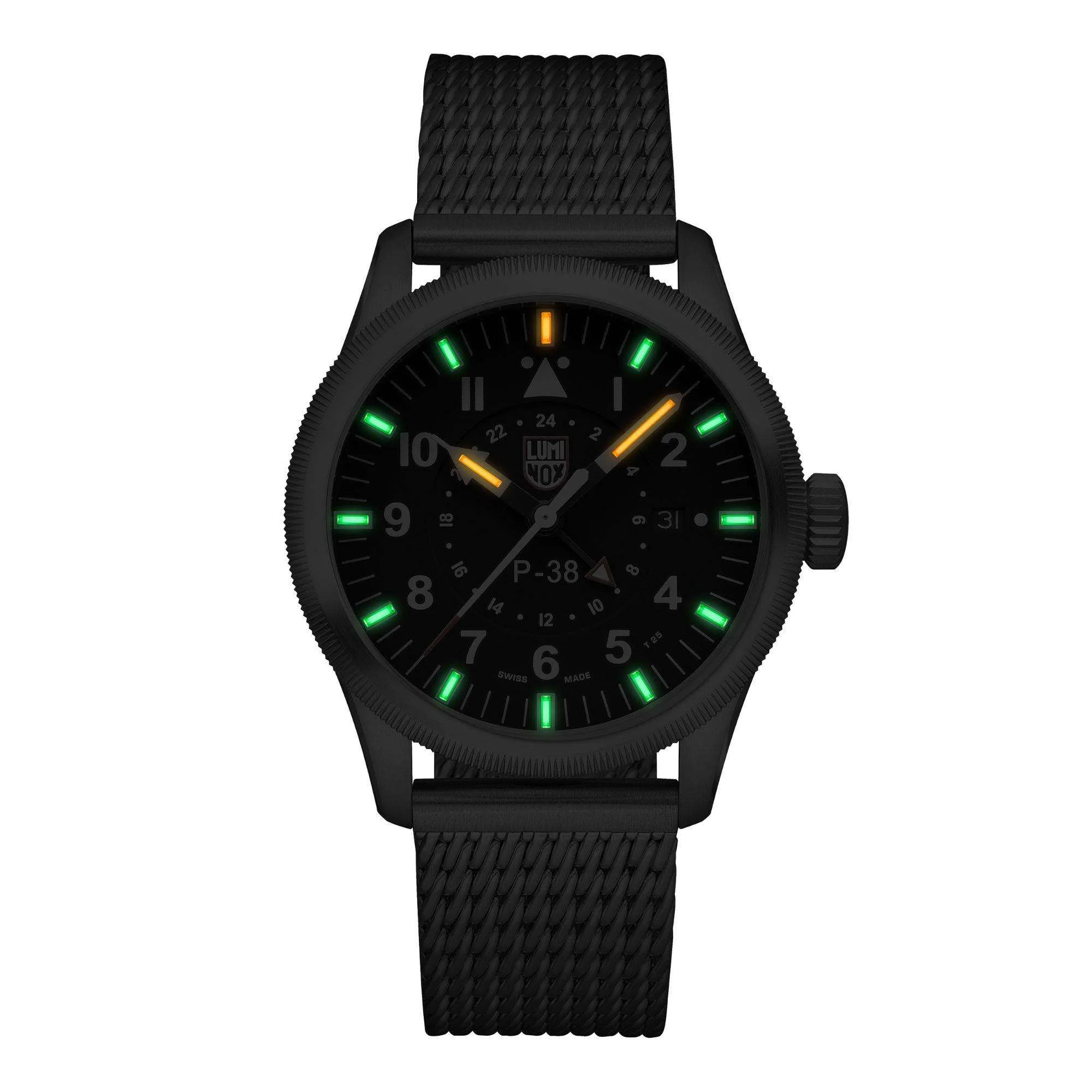 Luminox P-38 Lightening Collection Black Dial Milanese Bracelet Men's Watch XA.9522 - Image 7