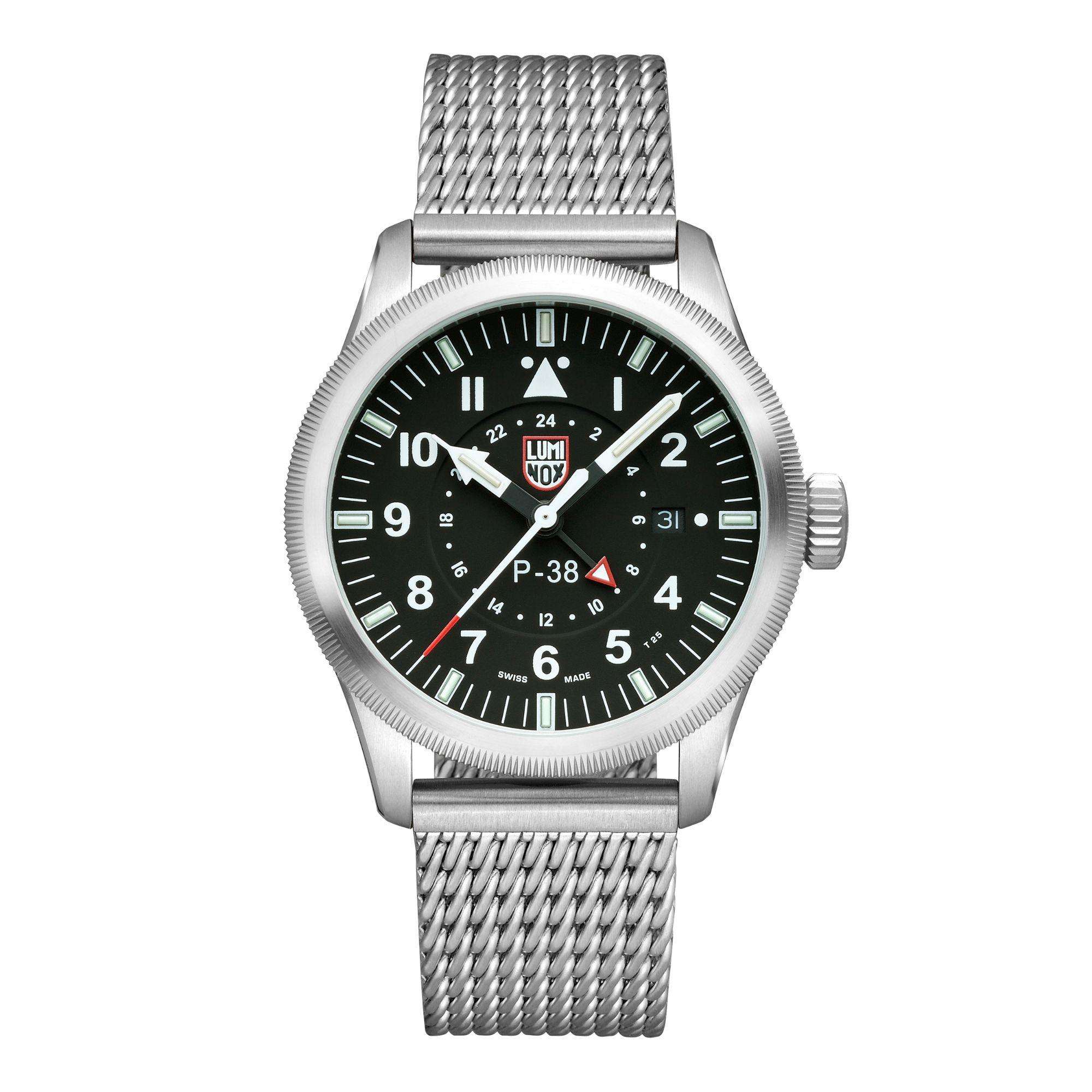 Luminox P-38 Lightening Collection Black Dial Milanese Bracelet Men's Watch XA.9522 - Image 9